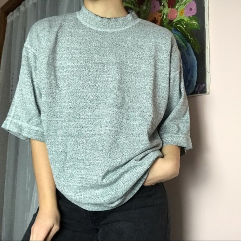 Y2K Mockneck Heather Gray Heavyweight Tee
